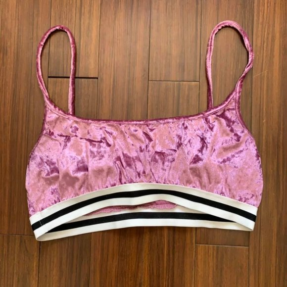 Dusty Rose Velvet Bra Top Shorts Set, Sz L/XL - Picture 5 of 7